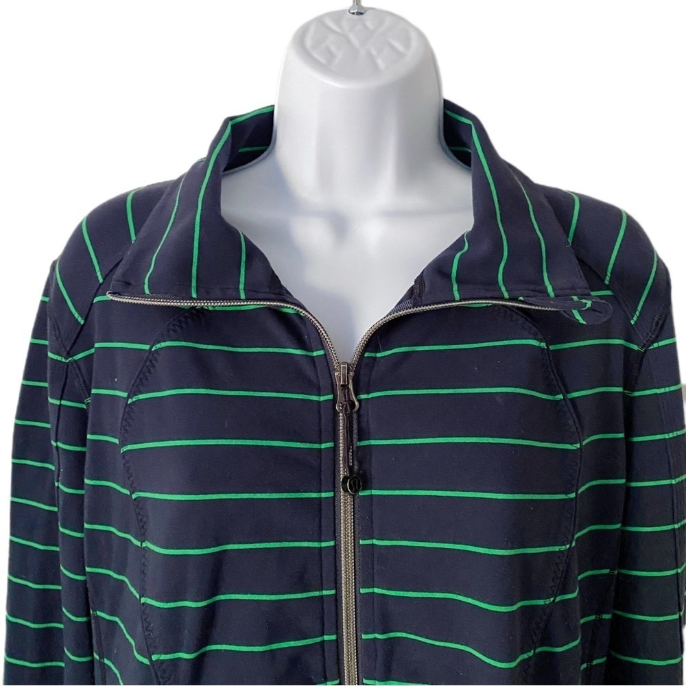 Lululemon Zip-Up Yoga Jacket Blue and Green Running Striped Size 10 - Picture 5 of 7